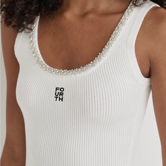 4TH & RECKLESS WHITE EMBELLISHED TRIM BRANDED VEST TOP - RENYA - Picture 3 of 11